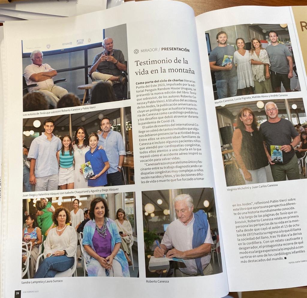 Presentación de la reedición actualizada de “Tenía que sobrevivir” en Punta del Este (revista Galería).