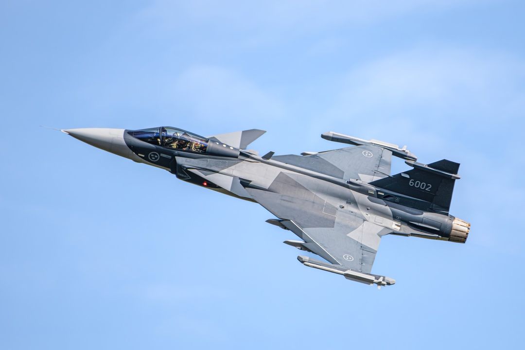 The art of air dominance. The #Saabinthesky image of the week presents Gripen E. Behind the pilot’s ability to be the first to act is Gripen E´s advanced Human-Machine Collaboration (HMC), a high -powered information-support and decision-making system. Photo. Mikko Simelius