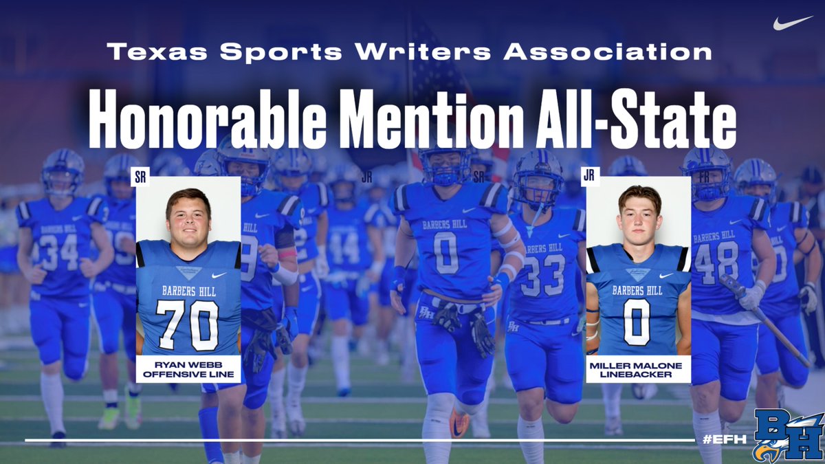 Congratulations to our  TSWA All State Football players.  Great representatives for Barbers Hill Football! #EFH