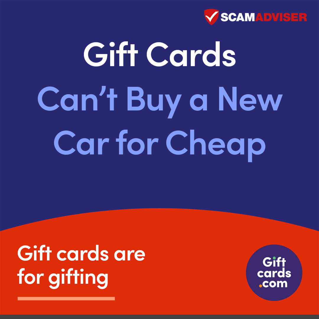 scamadviser's tweet photo. Gift cards are for gifting! Anyone who asks you for an advance car payment using gift cards may be trying to scam you: https://t.co/Yb8yW4e3cW
#ScamAdviserTips #GiftCard #PaymentScam #GiftCardScam #OnlineScam #Scam https://t.co/gbbH0uu3JY
