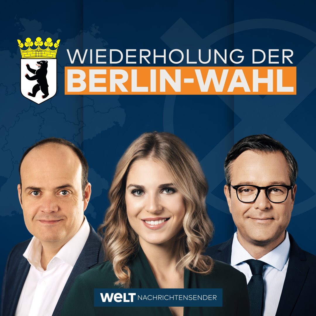 🗳🎥Am Sonntag ab 17 Uhr 🔴LIVE auf <a href="/WELT/">WELT</a>: Sondersendungen zur  Berlin-Wahl mit <a href="/robinalexander_/">Robin Alexander</a>, #FannyFeeWerther , #CarstenHädler <a href="/BZSchupelius/">Gunnar Schupelius</a> , <a href="/janinamuetze/">Janina Mütze</a> , <a href="/MarcoReinke/">Marco Reinke</a> , <a href="/Ch_Lewinsky/">Christina Lewinsky</a> , <a href="/fin_isa/">Isabell Finzel</a> &amp; <a href="/ChrBeil/">Christian Beilfuss</a> 📲ots.de/52fb83 #Berlinwahl2023 #Programmtipp
