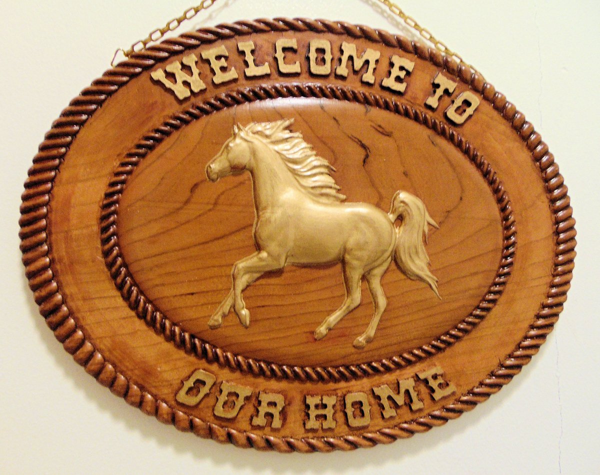 Excited to share the latest addition to my #etsy shop: Wooden Carved Running Horse Welcome To Our Home Plaque With Chain etsy.me/3JXIOJ7 #brown #woodworkingcarpentry #gold #horseplaque #welcometoourhome #runninghorseplaque #woodenrunninghorse #runninghorse #wes