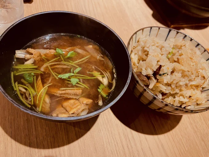 ごはんもお酒も全部美味しかったー!!!かも!!!おさかな!!!炊き込みご飯!!!最高 