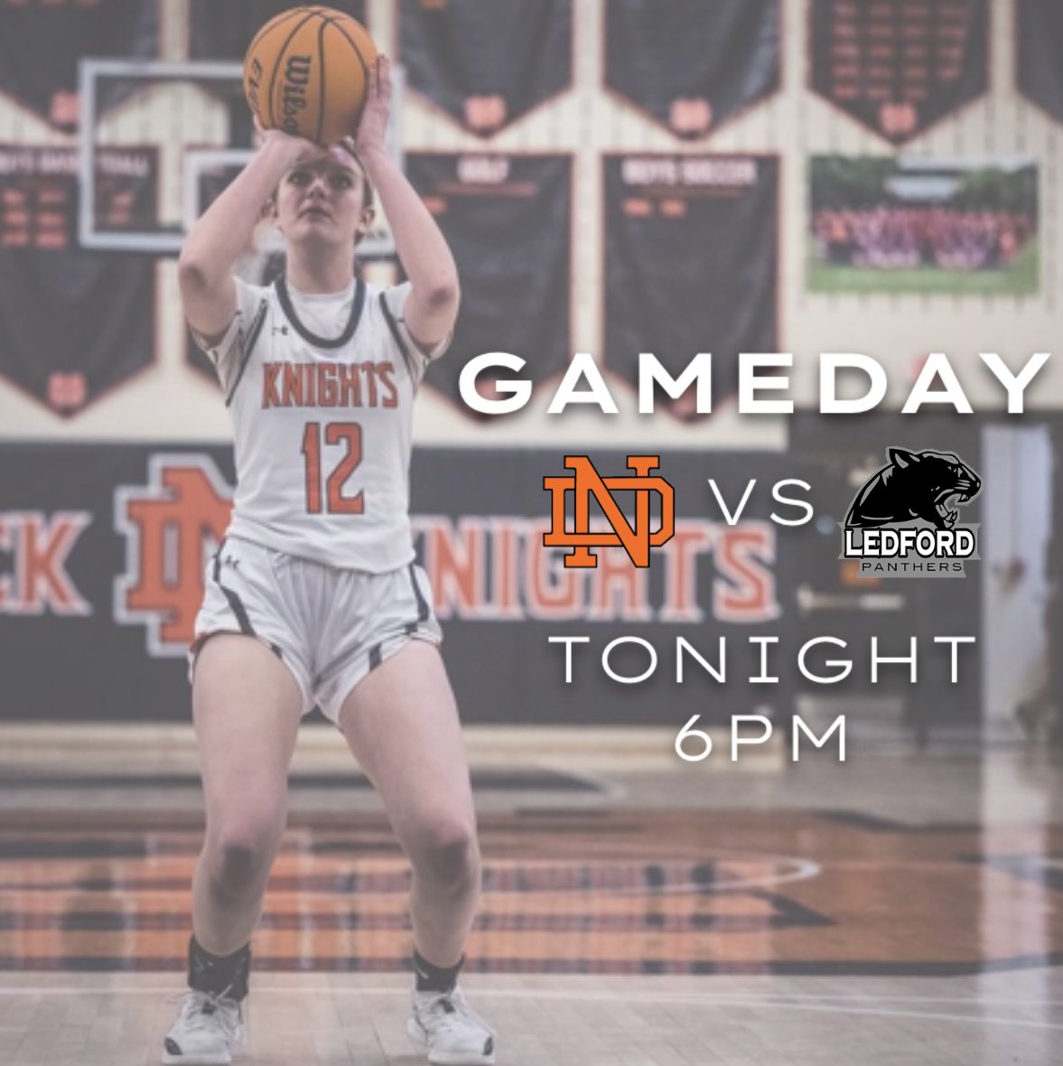 It’s GAME DAY🏀🏀 come watch the Lady Knights @ Ledford to compete in the last regular season conference game! GO KNIGHTS!!#womensbasketball