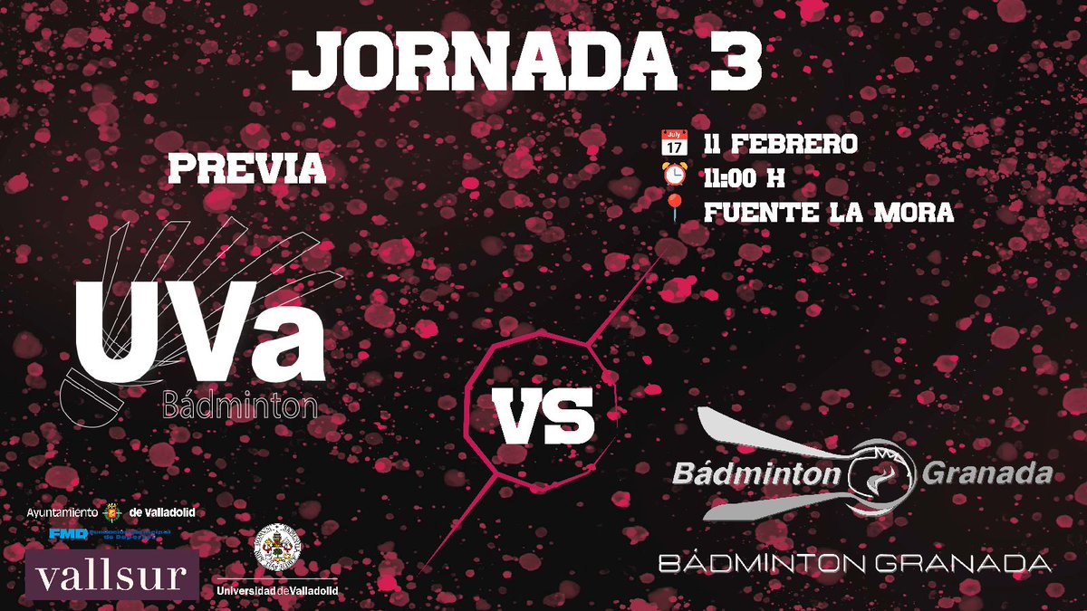 uva_bad's tweet photo. La uva juega su último encuentro en casa.
La fase regular va llegando a su fin y este fin de semana los jugadores universitarios se enfrentarán al bádminton Granada desde las 11.00 en fuente la Mora
Los vallisoletanos tratará de inaugurar el marcador con su gente. https://t.co/FRlfuQuE9i