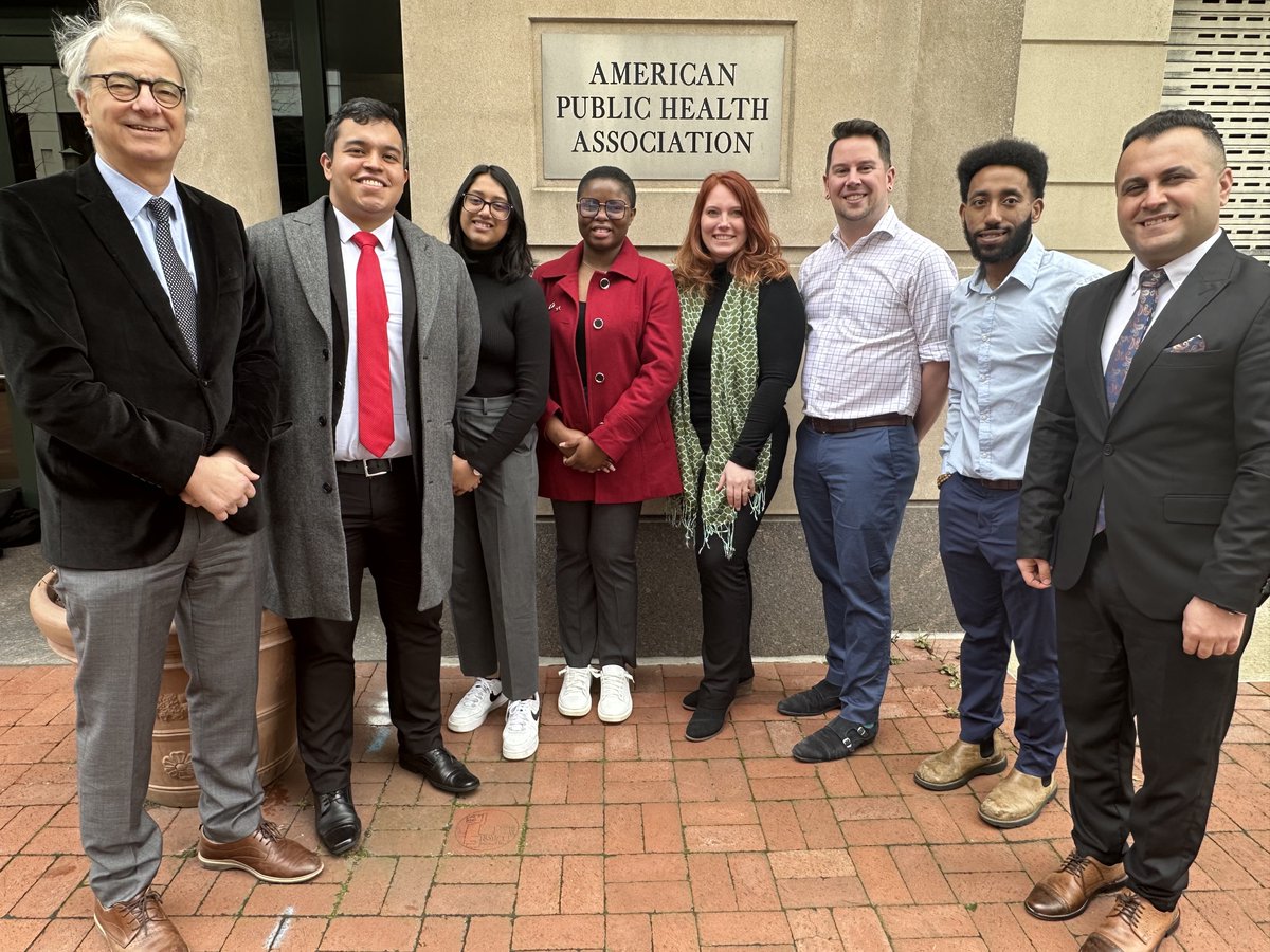 AlfredoMorabia's tweet photo. I am thrilled to present to you the 2023 @AJPHThinkTank  
(left to right): 
Jesus Vasquez @nymedcollege 
Preeti Juturu @UCLASPH 
Dami Oluwemino @WesternILUniv 
Blair Williams @JohnsHopkinsSPH 
Tyler Fuller @BU
Abreham Gebre @AMJPublicHealth 
Falah Rashoka @unebraska https://t.co/nFMpakvzM3