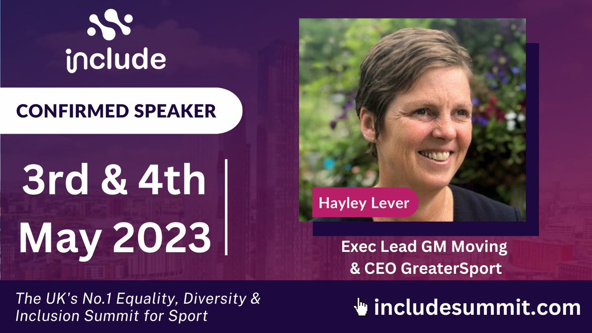 includesummit's tweet photo. Next up it’s a Greater Mancheter local legend..
We welcome @hayleylever to @includesummit 2023 🙌🏽
@GreaterSport CEO & @GmMoving Exec Lead, Hayley is an absolute driving force of getting people moving across the Greater Mancheter.
So much knowledge to share! #includesummit23 https://t.co/3WKvkLzEvT