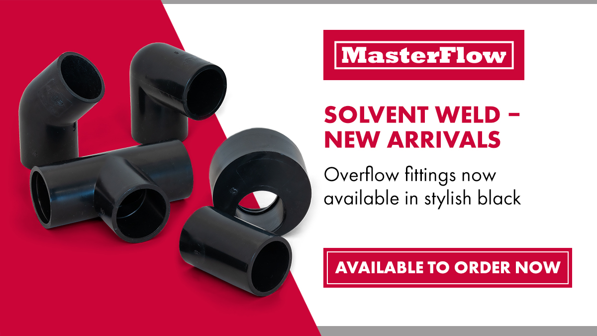 MasterFlow_UK's tweet photo. A great range just got even better as we've expanded our #solventweld range of fittings. Check out the new overflow items, available in pristine white or the new stylish black https://t.co/5HWcSxIN0v https://t.co/NyOmK8SWoZ