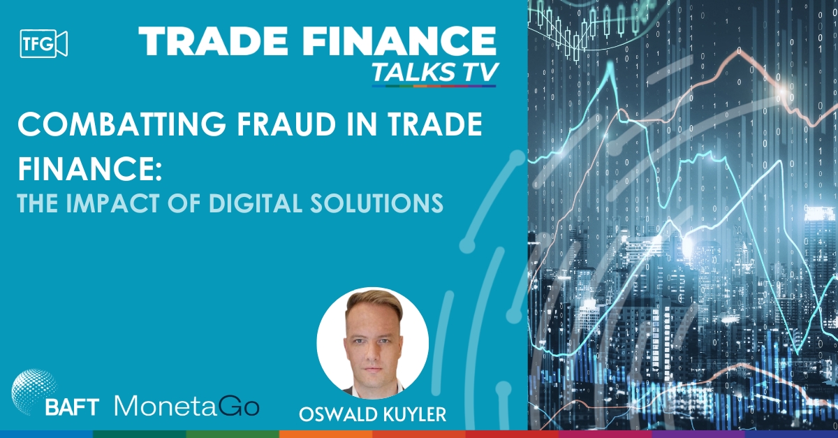 tradefinglobal's tweet photo. 🎥 Combatting fraud in trade finance: the impact of digital solutions

➡ At the @BAFT Europe Bank to Bank forum, @tradefinglobal spoke with @oswaldkuyler head of strategy at @Monetago.

📺 Watch the full video here ⬇
https://t.co/wIcAk1OVcL

#globaltrade #tradedigitisation https://t.co/yTsVAmYSTy