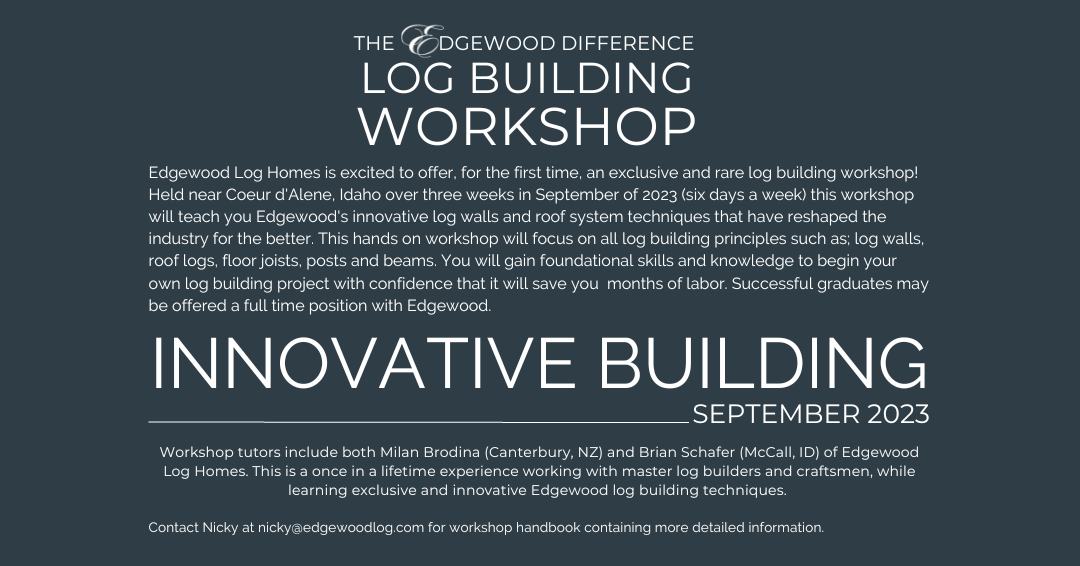 Unique opportunity being offered in September.
Edgewood Log Homes is now offering The Edgewood Difference Workshops.
Easy online application process:
edgewoodlog.com/expression-of-…
#workshop #workshops2023 #logbuilding #logbuildings #logbuildingclass #logbuildingschool