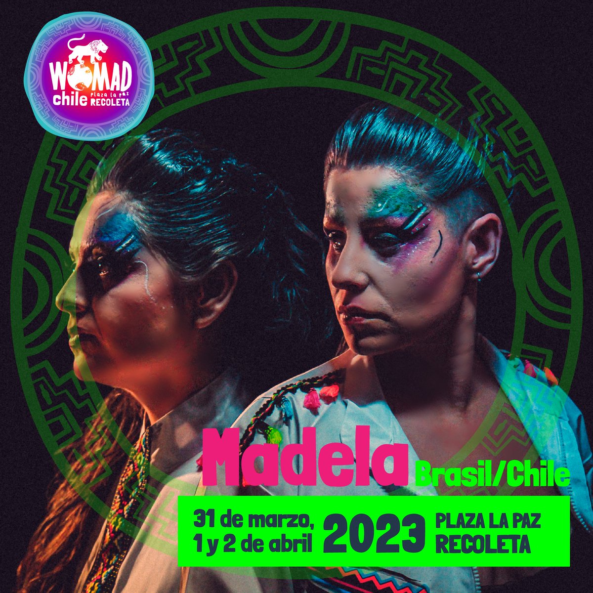 WomadChile's tweet photo. El dúo de electrofolk #Madela estará en WOMAD Chile: talento nacional radicado en Brasil; beats hipnóticos, con flautas andinas y voces que improvisan en tiempo real e invitan a la fiesta ritual.
Escucha su single más reciente "Un mundo diferente" aquí: https://t.co/McH68Q9kYp https://t.co/Ea7opEMuTl