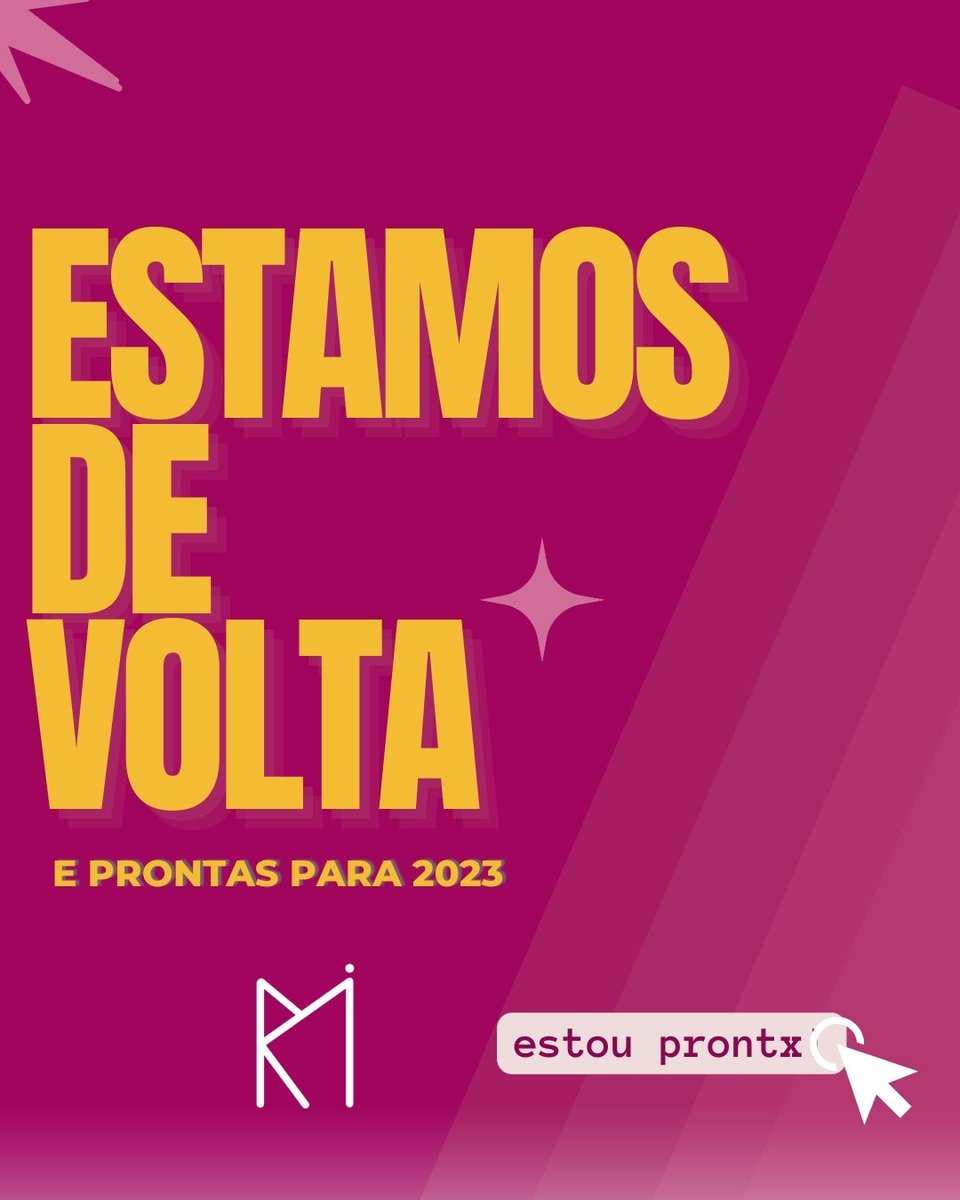 OLHA ELAAA!
Primeiramente queremos desejar um ótimo 2023 para todes! 

Agradecer a você que permaneceu aqui e vai embarcar conosco em nossos novos projetos de 2023. 

Estamos ansiosas para compartilhar com vocês o que preparamos com muito carinho e compromisso
