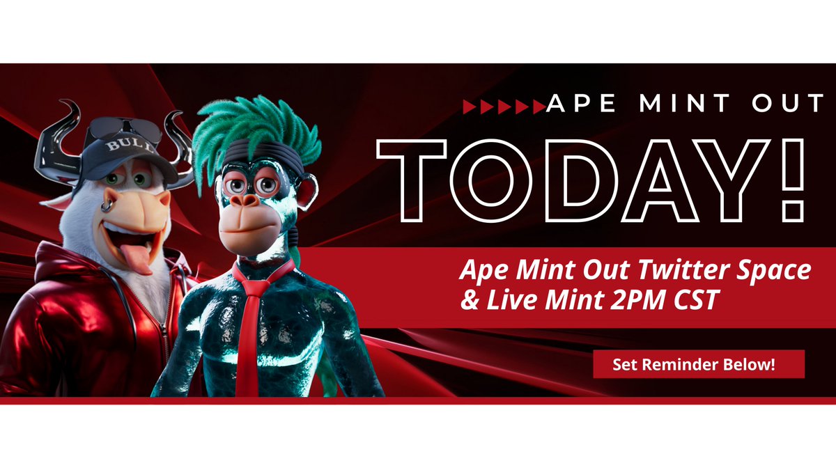 BullsApesProj's tweet photo. Today is the day!

Last chance to mint an Ape⏰

☑️Customizable PFP
☑️Traits, Traits, Traits
☑️ETH-BACK GUARANTEE
☑️Massive Giveaways

DID WE MENTION WE'RE GIVING AWAY 2 GOD BULLS!

5.5 ETH FLOOR, 10ETH SALE LAST WEEK!

2pm CST Set Reminder now!
https://t.co/lLxMAjyKI1 https://t.co/Z1P9iyeNQW