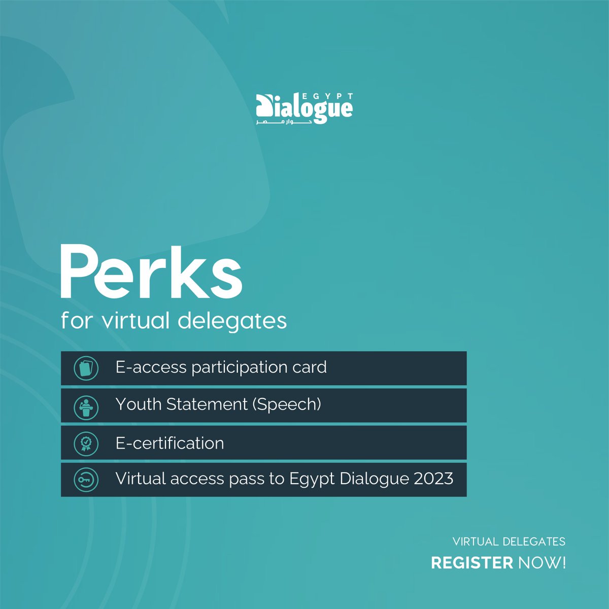 Headway_isa's tweet photo. Applications to join HISA Egypt Dialogue 2023 virtually are live now.
Anyone can apply to get the exclusive perks designed for Virtual Youth Delegates.
Deadline: Feb 20, 2023
Visit our website and register today.
#HED2023 #hisaegyptdialogue #egyptdialogue #virtualdelegates https://t.co/qVI5qjAdq7