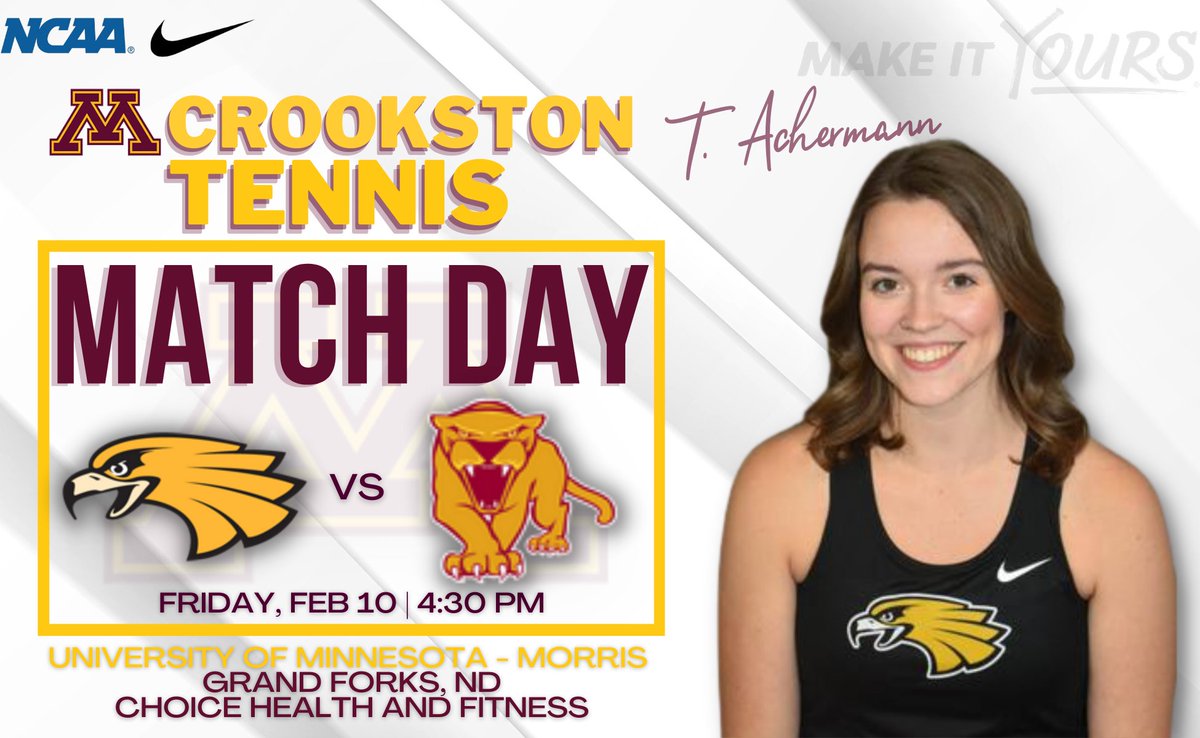 UMNCrookstonATH's tweet photo. The @umctennis21 squad is ready for a home match in Grand Forks!

🆚Minnesota Morris
📍Choice Health &amp; Fitness, Grand Forks, N.D.
⏰4:30 p.m. https://t.co/APG0J1EOPL