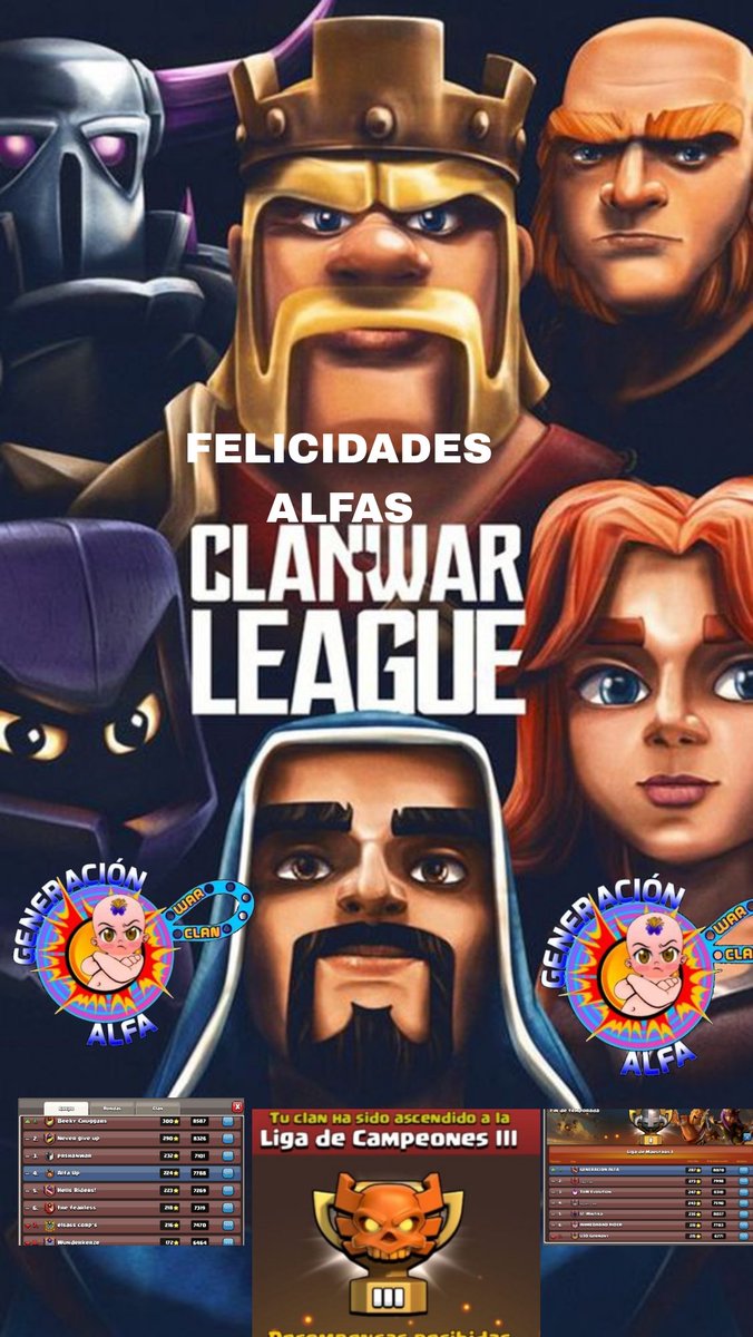 INCREÍBLE LIGA DE NUESTROS CLANES GRACIAS ALFAS 
💪💪GRACIAS EQUIPO POR LA DEDICACIÓN DIARIA💪💪