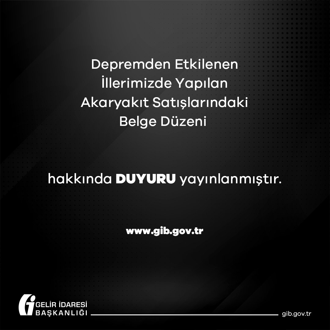 gibsosyalmedya's tweet photo. Depremden Etkilenen İllerimizde Yapılan Akaryakıt Satışlarındaki Belge Düzeni Hakkında Duyuruya sitemizden (https://t.co/lt7GUoszwW) ulaşabilirsiniz.

https://t.co/Y1I8YH1o6i https://t.co/TRHiq8yMQV