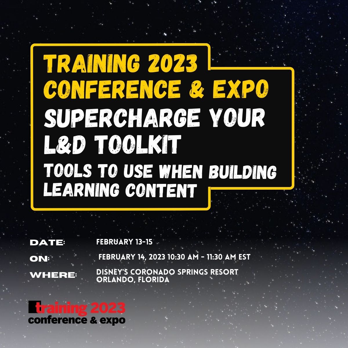 Learn more about technology with us in this year’s #TrainingConf. I hope to see you there as we explore the fascinating universe of tools!

More information about the conference is available in the link below:
trainingconference.com/2023/index.cfm