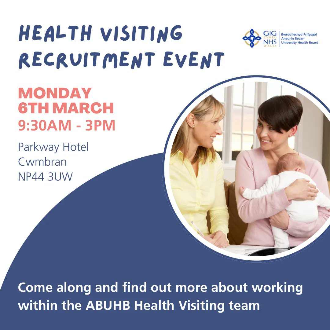 Are you a qualified nurse wanting to take that next step? Come along & find out more about working within our #HealthVisiting team! Mon, March 6 at 9:30 AM – 3:30 PM Parkway Hotel, Cwmbran NP44 3UW Get your free ticket 👉 buff.ly/3YghcTO @cardiffuni @UniSouthWales