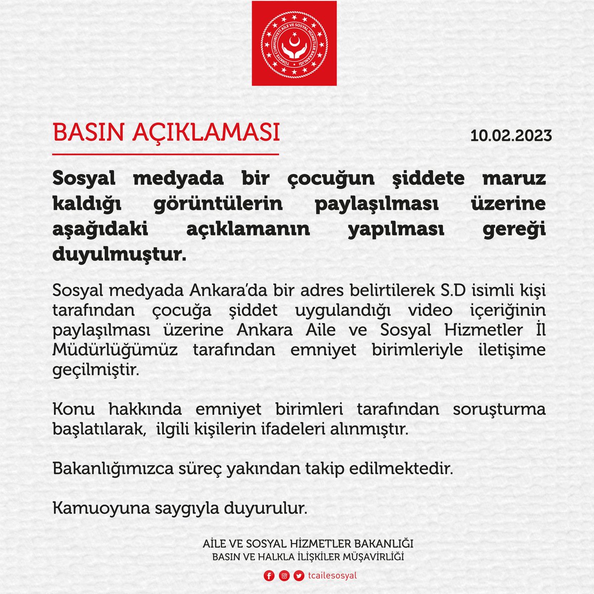 tcailesosyal's tweet photo. ❗️ Sosyal medyada bir çocuğun şiddete maruz kaldığı görüntülerin paylaşılması üzerine aşağıdaki açıklamanın yapılması gereği duyulmuştur.

@deryayanikashb https://t.co/HxUEPsbA98
