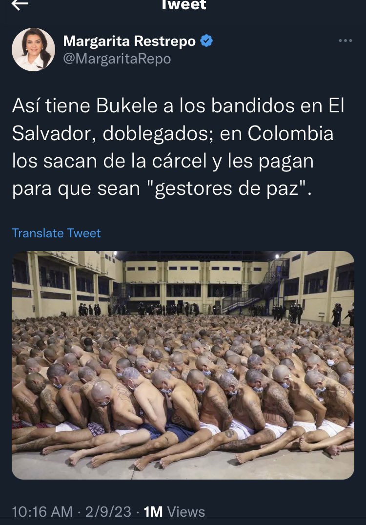 dianaestherg's tweet photo. Que una Senadora celebre falta de garantías preocupa e indigna. Esta imagen es deshumanización y barbarie. Delinquir no niega condición humana. Una sociedad democrática no puede aspirar a tratar así a nadie. El autoritarismo se Bukele no puede convertiste en modelo a seguir https://t.co/vqh3pzaE41