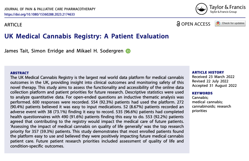 Imperial College Medical Cannabis Research Group tweet media