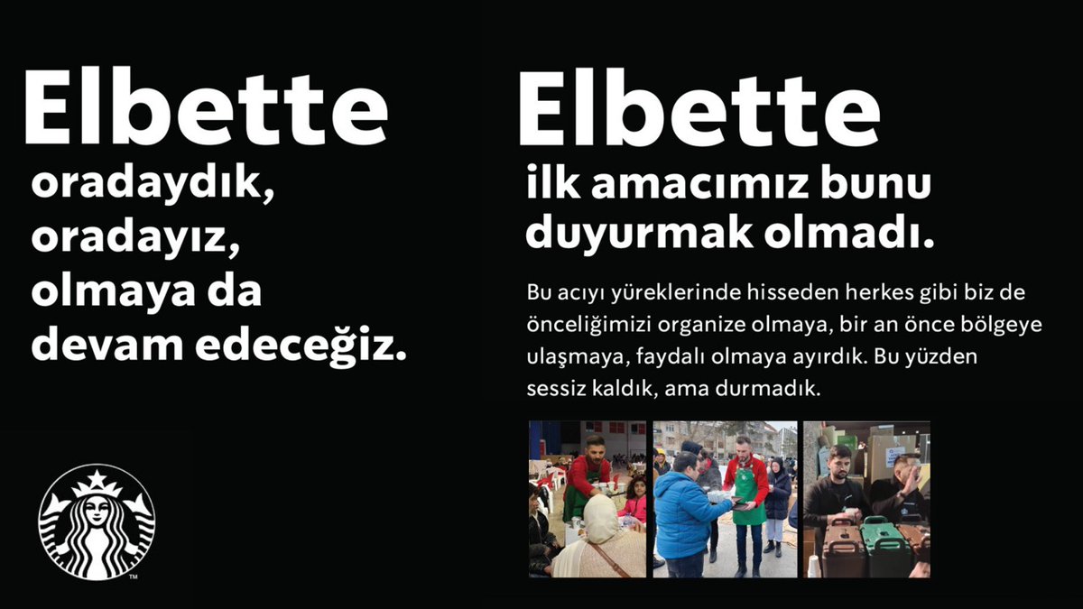 Starbucks, Türkiye ve Suriye’deki afet bölgelerinde kullanılmak üzere 19 Milyon TL bağış yapıldığını açıkladı.