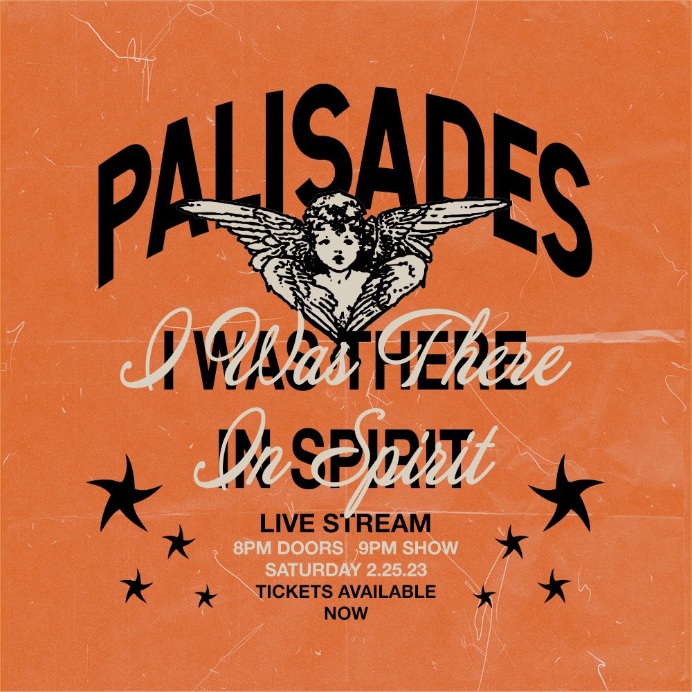 WeArePalisades's tweet photo. Live Stream Tickets Available Now

Link in bio.

Exclusive Live Stream T-Shirt Available!

Please advise you MUST make an account to view the live stream.

Links to stream will be sent via email address that you signed up with.

Thank You For Everything. https://t.co/Kd9VjZWnAN