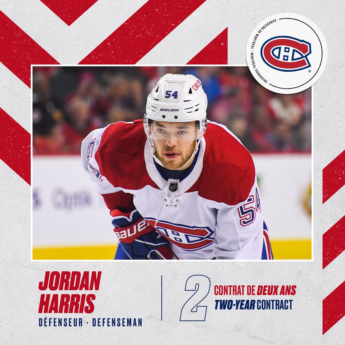 The Canadiens have agreed to terms on a two-year contract extension (2023-24 to 2024-25) with defenseman Jordan Harris. 

#GoHabsGo