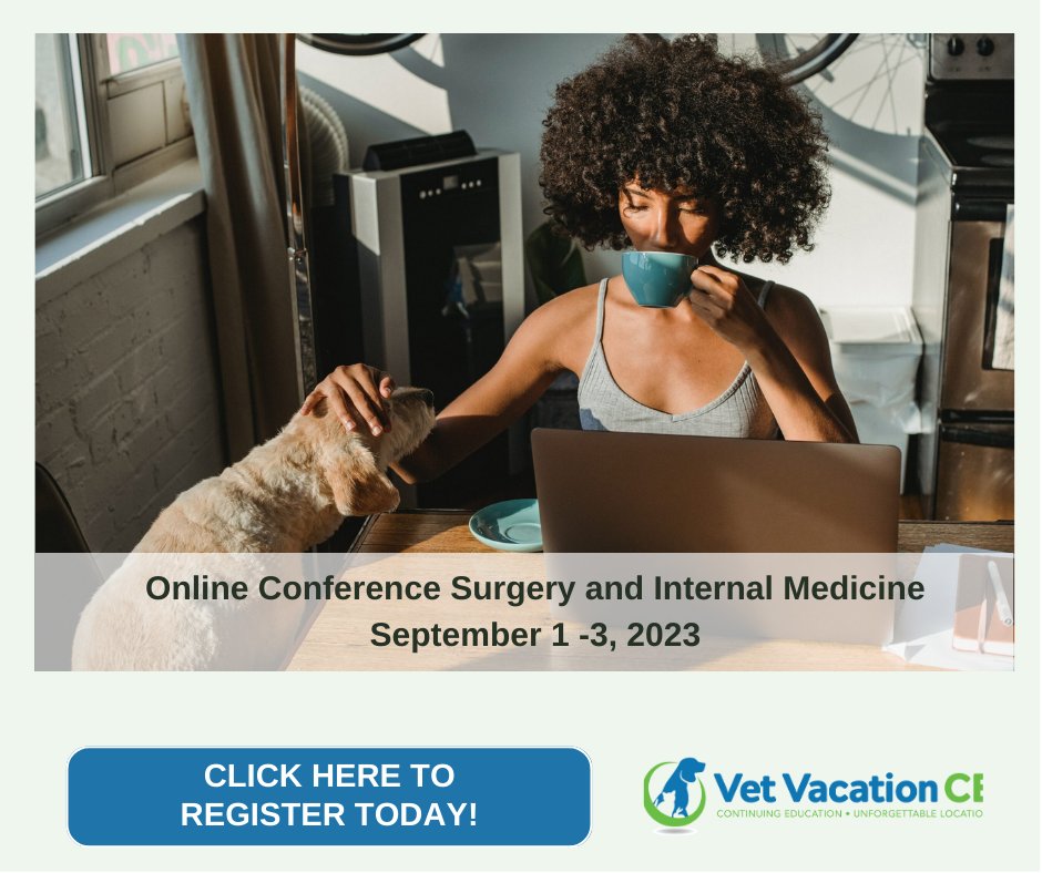 This is a live interactive online conference, featuring DR. JENNIFER HUCK and DR. ROBERT ARMANTANO. 

Conference classes will be following the COEUR D’ALENE programme  (Pacific Time).

Register here: vetvacationce.com/product/online…

 #OnlineCE #vet #vettech #rossvet