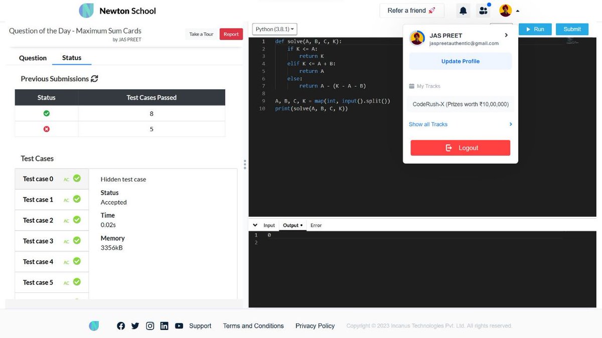 jaspreetinfosec's tweet image. Hello Connections,
Today I have solved _Maximum Sum Cards using #python
#Day26 of #30daysofcode Everyday Coders
#community #coding #programming #competitiveprogramming #codingchallenge #dsa #bubbleupcommunity #codedu