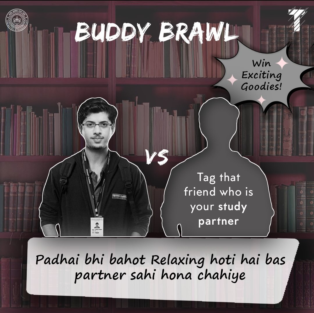 We are here with another stunning poster from the 'Buddy Brawl' series!
#iit #iitkanpur #techkriti #tech #study #partner #friend #friendship #groupstudy