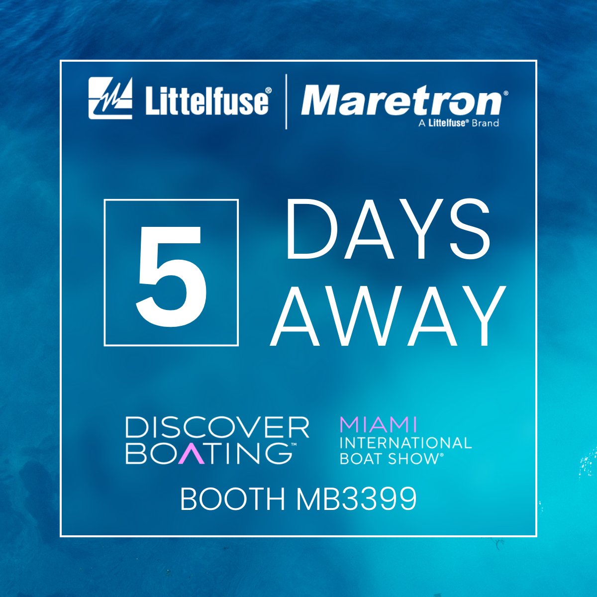 5️⃣ DAYS until the Miami International Boat Show! 

BOOTH MB3399
February 15-19, 2023

#maretron #mpower #octoplex #carling #littelfuse #marine #boating #tradeshow #boats #yachts #vesselmonitoring #miamiboatshow #mibs2022 #mibs