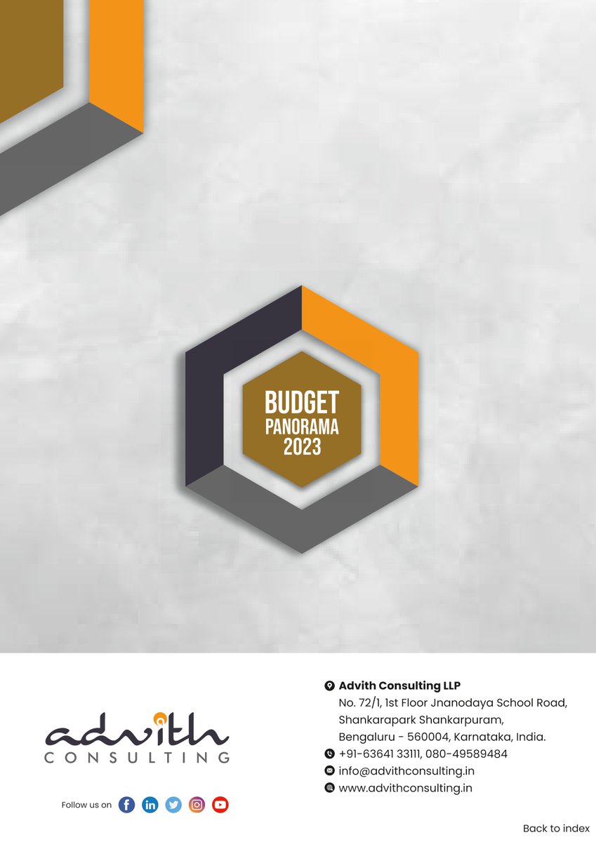 advith_consult's tweet photo. We are pleased to release our 9th edition of Budget Panorama 2023, with the panoramic view of the recently announced Indian #budget.

Click on the link to read https://t.co/gLSt4D9uph

#budget2023 #BudgetPanorama #indiabudget2023 #budgetalert #alert https://t.co/zi4xbx6ZLb