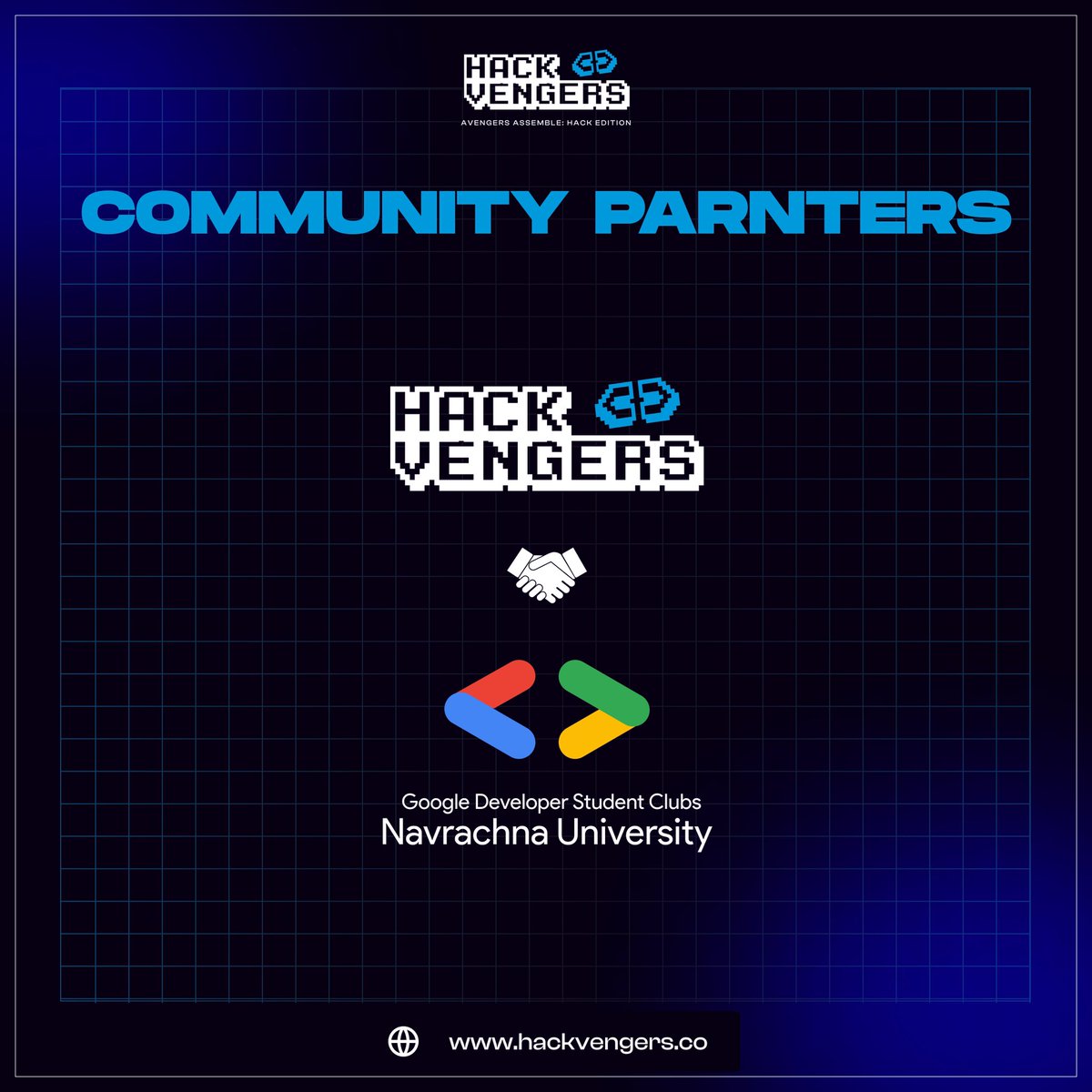Hack_Vengers's tweet photo. We couldn't have hacked our way to success without the support of our amazing community partner, GDSC Navrachna University .Thank you for your collaboration and commitment to fostering a culture of innovation. 
#hackvengers #hackathon #GDSX https://t.co/8V9G3Uu7Ex