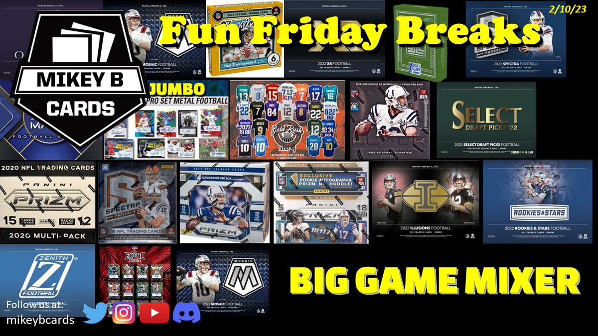 mikeyBcards's tweet photo. @WheresMyCards  will be LIVE tonight starting at 6pm EST breaking what's on the website. I'll be back around 9pm to start the Big Game Mixer! Spots are going fast and we have multiple breaks with only a couple spots left! Who wants to close them out??

https://t.co/PfOCAANGYA https://t.co/8A3VS1HD4o