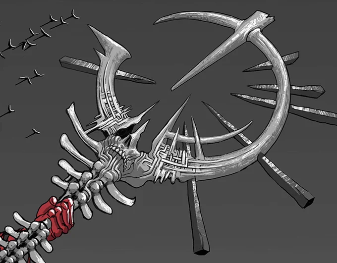 "Drivnod, Carnage Dominus"One of the many creature designs I created back in 2021 world-building and developing the new Magic The Gathering set " All Will Be One". The brief was something like "Dante's Inferno meets Giger and Beksinski". #MTGPhyrexia #allwillbeone 
