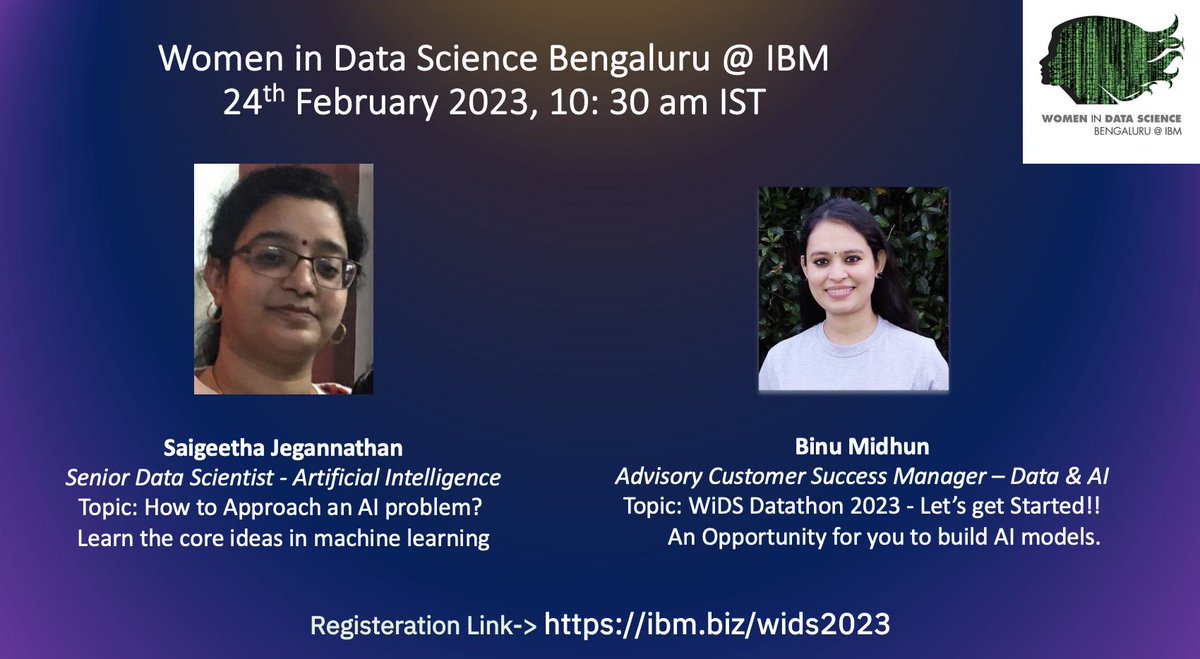 binu_midhun's tweet image. Women in Data Science Bengaluru @ IBM invites you to an online regional event. 

WiDS Datathon workshop supports the WiDS global Datathon 2023 challenge focusing on the environment and climate change, which is a global initiative led by Stanford University. @WiDS_Worldwide