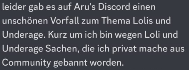 Arukori's tweet photo. ⚠️TRIGGER-WARNUNG⚠️
Jeder kann gerne seine Fetische haben, aber bei Kinder &amp; Missbraucht(egal ob RL oder Hentai) hört für mir der "Spaß" auf
Mein Discord ist eine Safe Zone und manche von den Leuten wurden bereits als Kinder misshandelt und andere sind Eltern und somit ein NO GO https://t.co/0Ix07SPpNf