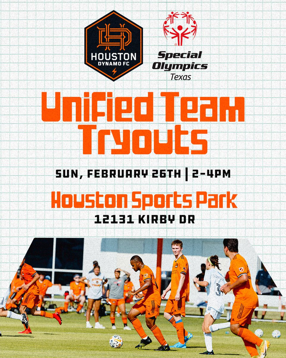 Another great Unified Team season is coming up 🔜 Come to @HoustonSportsPk for a fun afternoon of tryouts! REGISTER >> bit.ly/3YAmf18 #HoldItDown