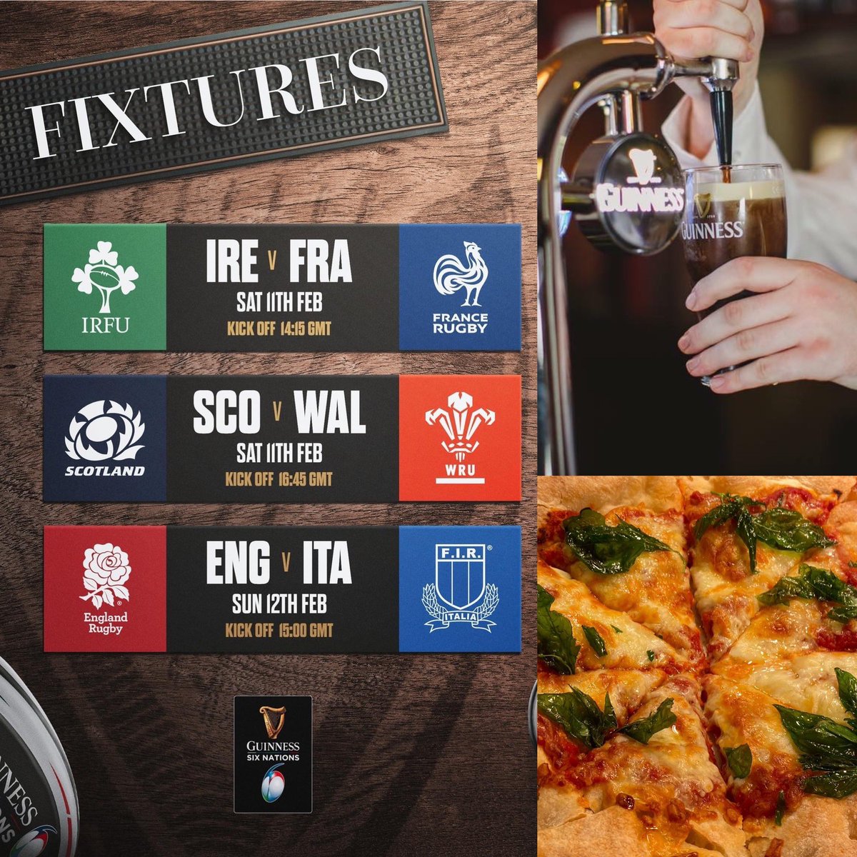 BushmillsInn's tweet photo. It’s all happening in our #gasbar this weekend! Rugby, pints &amp; pizza - what more could you ask for! @TasteCauseway @VisitCauseway #SixNations https://t.co/lSsMQ4TwQw