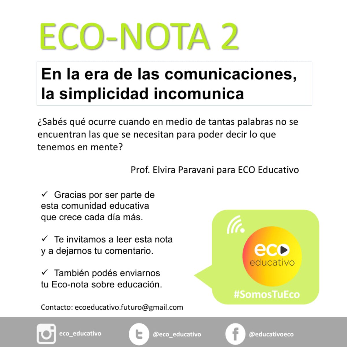 eco_educativo's tweet photo. ECONOTA #BuenViernes
Enlace 👇🤳
https://t.co/nUMhKWVzff
Te invitamos a leer las EcoNotas de este espacio conformado por docentes y no docentes para que se escuche tu voz 👥️️ #somostueco #educación #docentes #familias #EcoNota #Argentina https://t.co/vS3C4fU3za