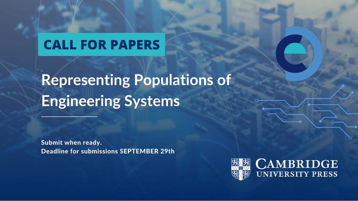 Data-Centric Engineering (@dce_journal) on Twitter photo Call for Papers: Representing Populations of #Engineering Systems
Special issue promoting data-centric models and methods for engineering.
Read more: bit.ly/3IeCUlB
Deadline: Sep 29, 2023
#OpenAccess #DataScience #DigitalTwins
<a href="/lwrncebull/">Lawrence Bull</a> <a href="/zackxconti/">Zack Xuereb Conti</a> <a href="/Domenic_DF/">Dom Di Francesco</a> Call for Papers: Representing Populations of #Engineering Systems
Special issue promoting data-centric models and methods for engineering.
Read more: bit.ly/3IeCUlB
Deadline: Sep 29, 2023
#OpenAccess #DataScience #DigitalTwins
<a href="/lwrncebull/">Lawrence Bull</a> <a href="/zackxconti/">Zack Xuereb Conti</a> <a href="/Domenic_DF/">Dom Di Francesco</a>
