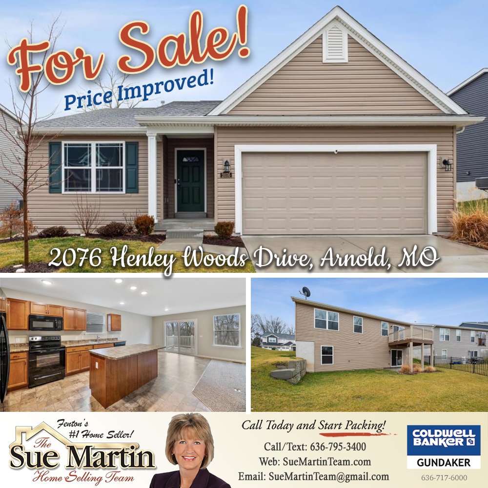 SueMartinREALTR's tweet photo. 🚨 PRICE IMPROVED! 👀 Move right in to this stunning 1.5 year young home! Spacious 4 Bed 3 Bath home in Henley Woods subdivision. Features finished walk-out, composite deck, nature trails and much more! Interested? Get in touch with us.
Details: https://t.co/8fNz0NjM8B
#ArnoldMO https://t.co/lnlFrQ8niw