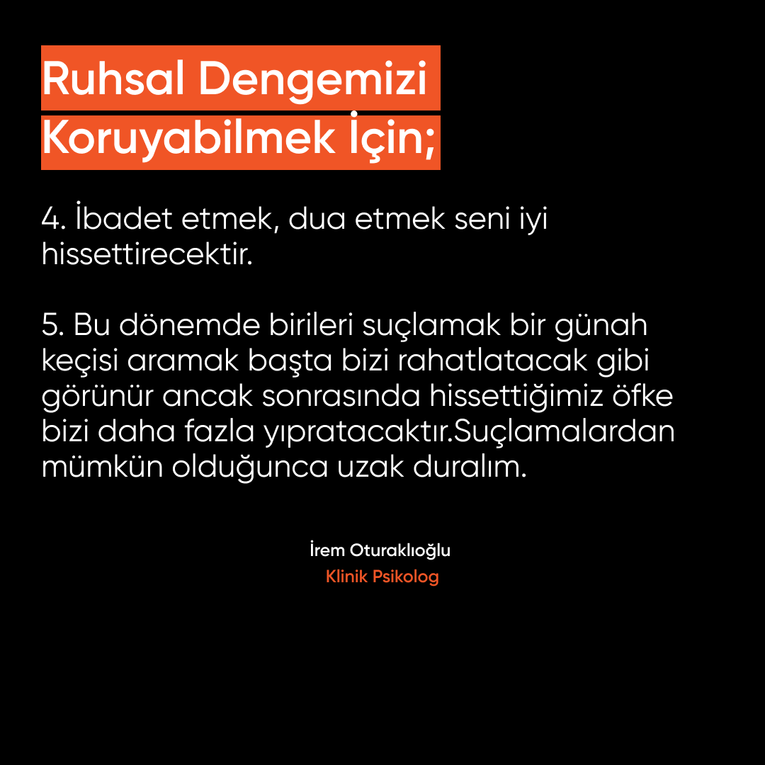 Klinik Psikolog İrem Oturaklıoğlu "Bu duyguları, beden duyumlarını hissetmemiz normal. Çok zor bir travmatik süreçten geçiyoruz..."