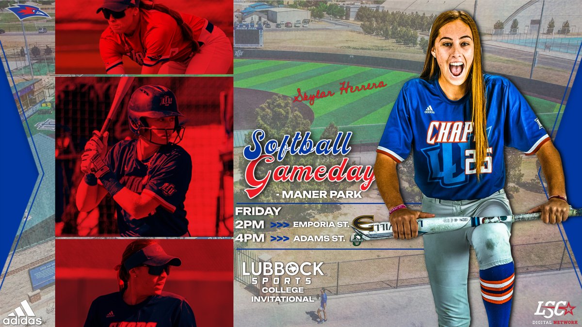 🥎 <a href="/LCUSoftball/">LCU Softball</a> GAMEDAY

🆚: <a href="/ESUSports/">ESU Athletics</a>
⏰: 2 PM
📊: statb.us/b/452643

🆚: <a href="/ASUGrizzlies/">Adams State Grizzlies</a>
⏰: 4 PM
📊: statb.us/b/452644

📍: Lubbock, Texas
🏟: Maner Park
🎟: bit.ly/37XMaY3 

📰: bit.ly/3lsBzPd
📺: bit.ly/2A3UZA0

#D2SB
#LSCsb