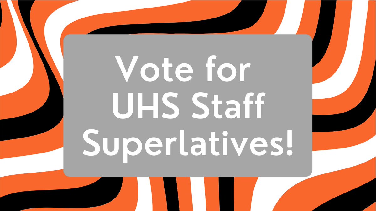 UHS students, vote for staff superlatives for the yearbook at forms.gle/gdREqGAoA8n8Yu… by Monday, February 27!