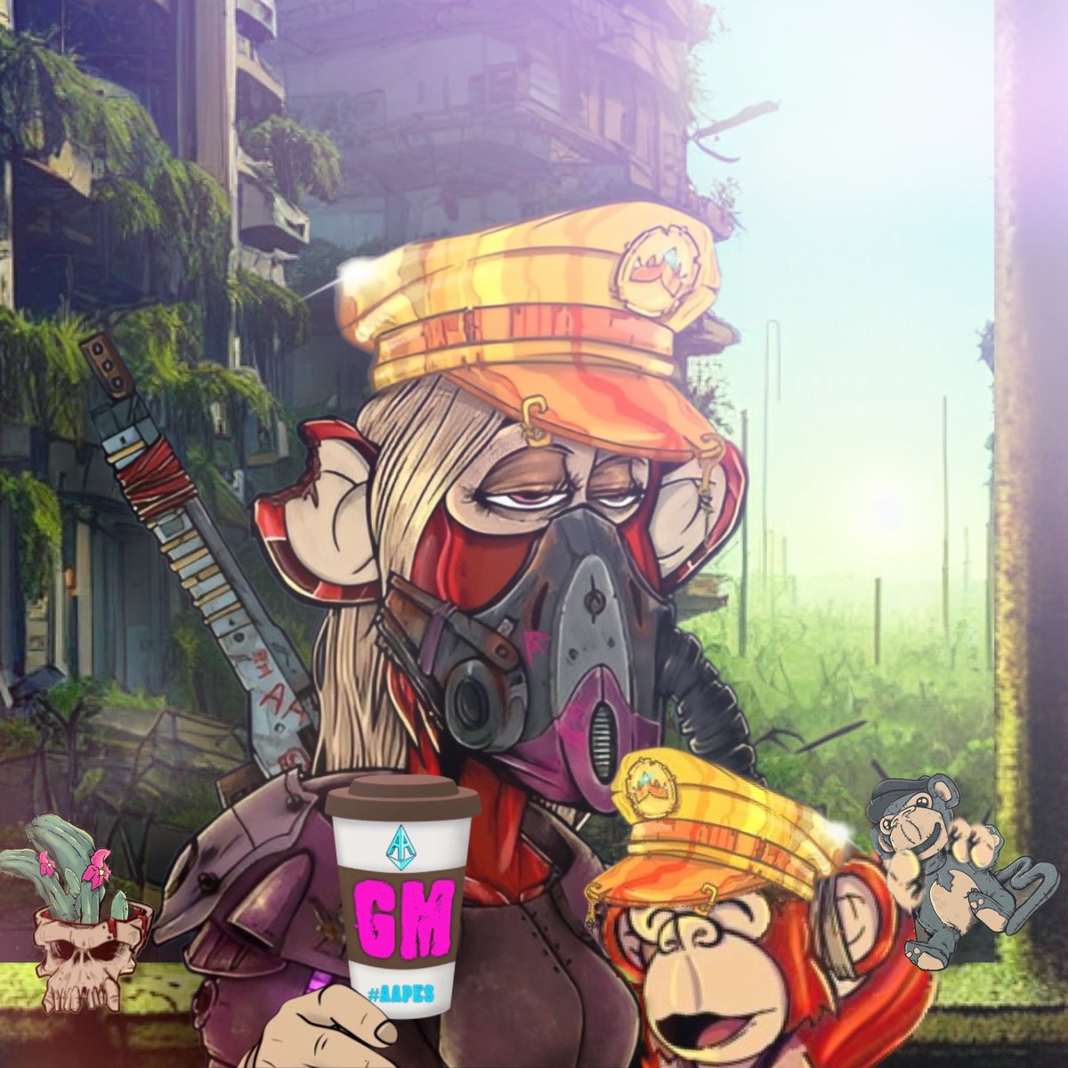 GM GM from apocalypse city! Me and my little one are going to be touching some grass and enjoying the sun today! Hope you can go out and do the same! 🤍 -AA Queen #AAPES
