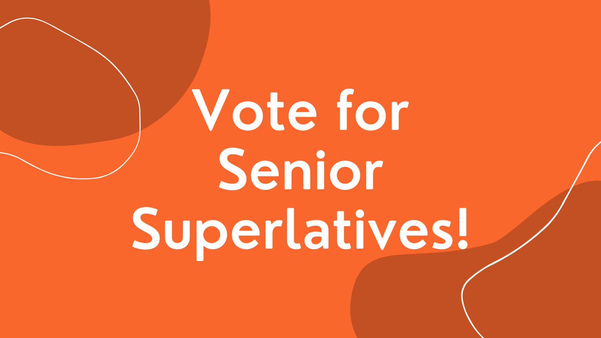 Senior Class, it's time to vote to yearbook superlatives! Go to forms.gle/1RquCRUMGZWAr6… and vote for your top two seniors in each category by Monday, February 27!