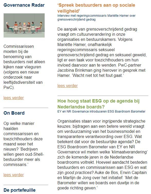 NRgovernance's tweet image. Lees de nieuwe Governance Update, met: de ESG Boardroom Barometer en een reactie op de geactualiseerde Corporate Governance Code. Tijd voor iets nieuws?
#governanceupdate #commissariaat #nationaalregister #toezichthouder #NRdegovernanceexpert
nrgovernance.nl/kennis/governa…